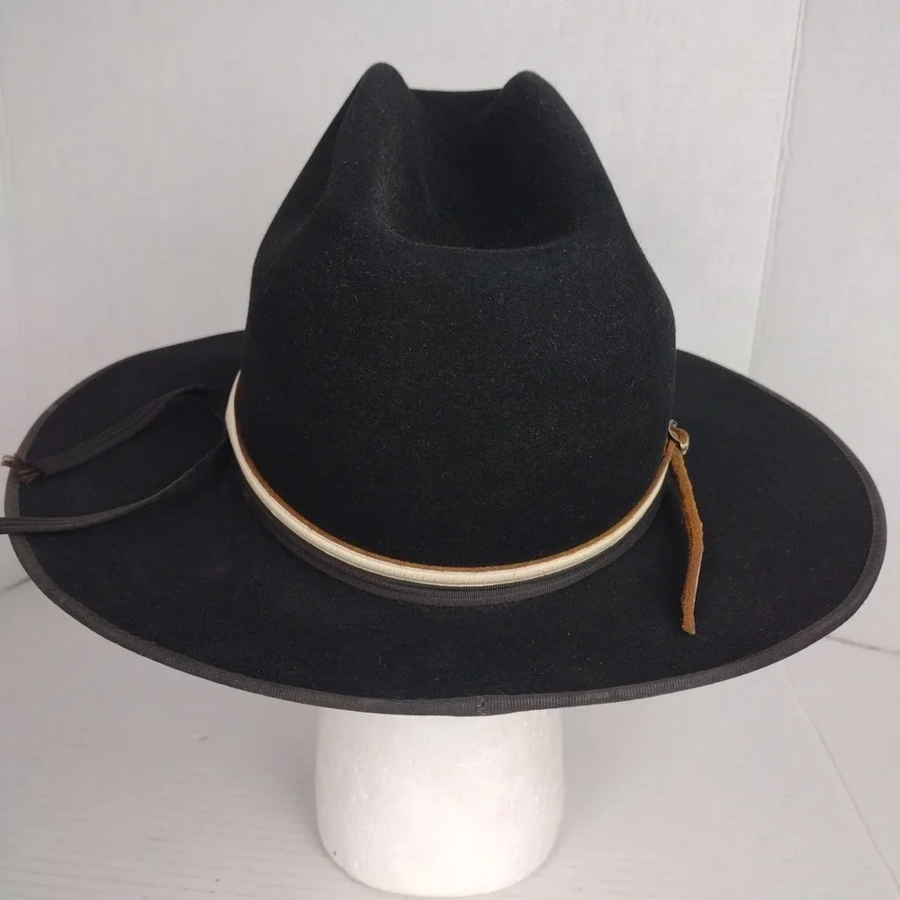 Vintage John B. Stetson 3X XXX Cowboy western black Hat SZ 7 Cheyenne Wyoming